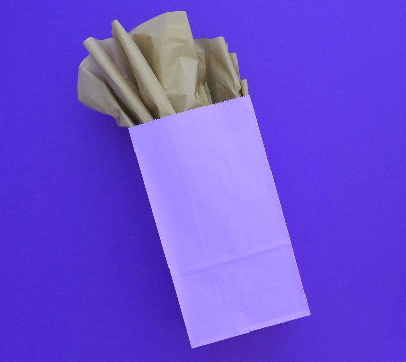Partay Shenanigans Party Favor Bags - 50 Pack Kraft Paper Goodie Gift Lunch Treat Bags - Party Supplies for Theme Kids Birthday - 5"x3"x9" (Lavender Purple) - Image 5